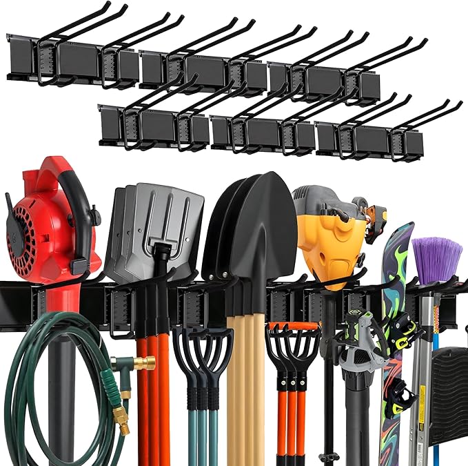 TIDYME Garage Wall Organizer | 96" Heavy-Duty Tool Storage Rack | Adjustable