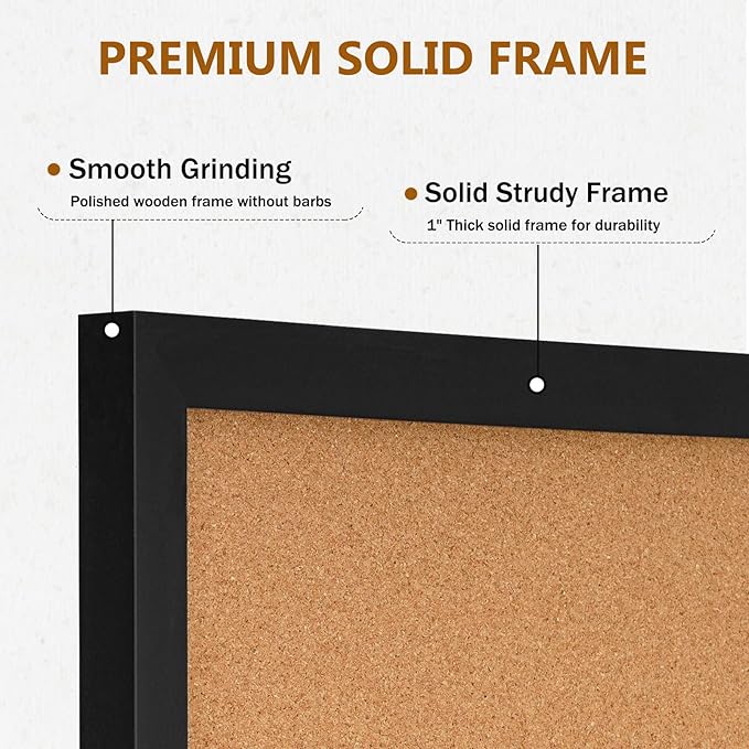 DOLLAR BOSS Cork Board for Wall 36" x 24" Bulletin Board for Wall