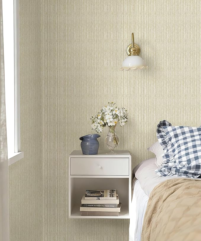 MelunMer Grasscloth Peel and Stick Wallpaper 17.3"x393", Contact Paper