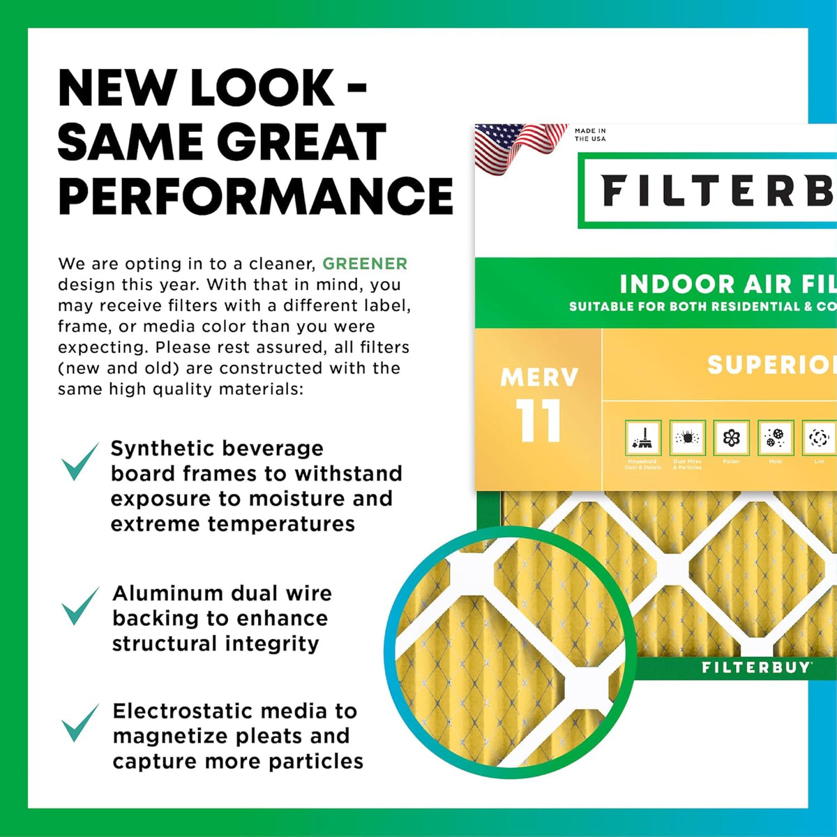 Filterbuy 12x25x2 Air Filter MERV 11 (MPR 1200) Allergen Defense Replacement (3-Pack), Electrostatic Pleated HVAC AC Furnace Filters, Made in USA (Actual Size: 11.50 x 24.50 x 1.75)