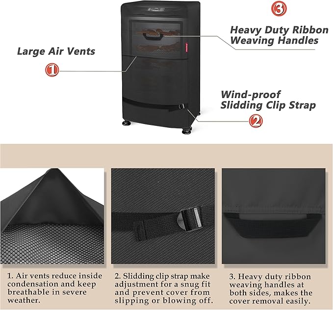 Porch Shield 40 Inch Electric Smoker Cover for Masterbuilt Smoker, Waterproof Heavy Duty Outdoor Smoker Grill Covers 26W x 23D x 43H inch, Black