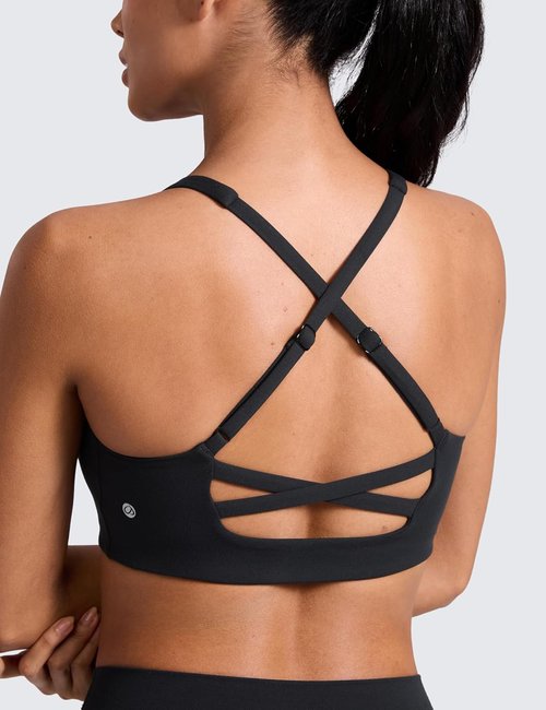 CRZ YOGA Butterlift Sports Bra for Women - Adjustable Cross Back, Wireless Padded, Ideal for Pilates & Workouts