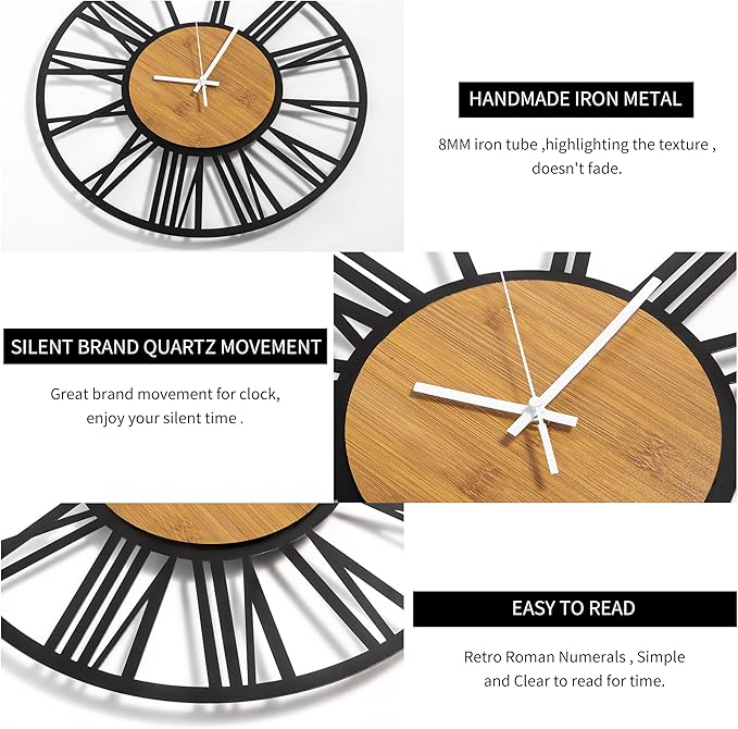 1st owned Wall Clocks for Living Room Decor, Round Silent Non Ticking, Modern