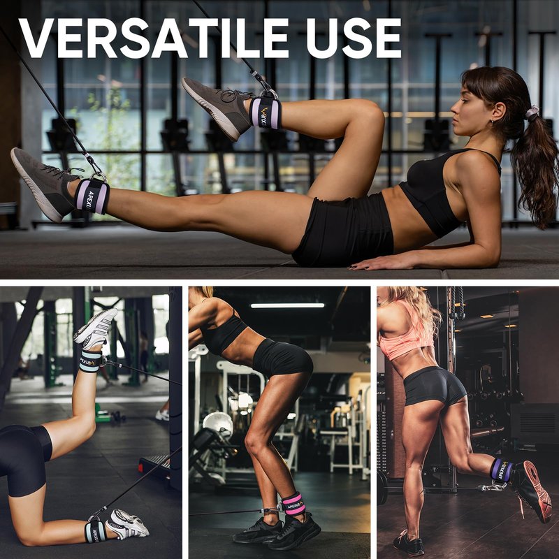 APEXUP Ankle Strap for Cable Machine, Ankle Resistance Bands, Cable Kick Back Ankle Straps for Gym, Glute Workouts, Leg Extensions, Adjustable Straps with Neoprene Padding (Single, Pastel Purple)