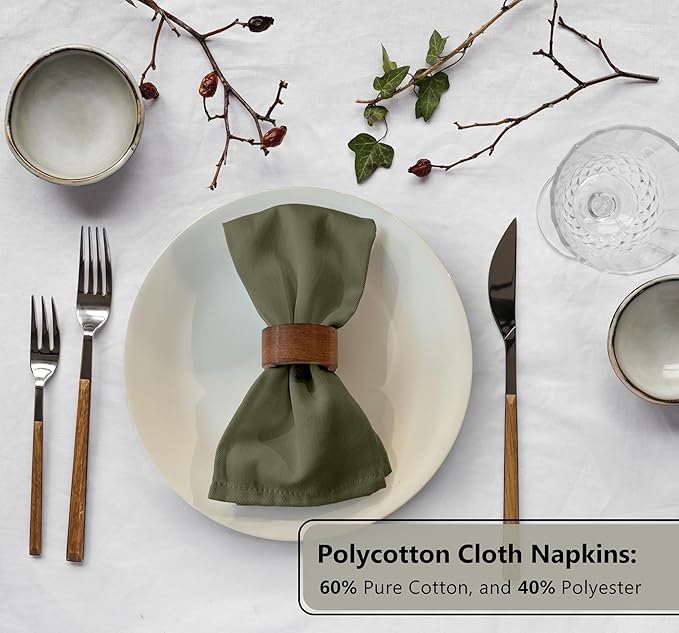 Zoyer Cloth Napkins Set of 4, 18x18 Inches Cotton Enrich Napkins Cloth ‎Washable, Soft & Durable Dinner Napkins for Parties, Wedding, Christmas, ‎Thanksgiving & Everyday Use - Martini Olive