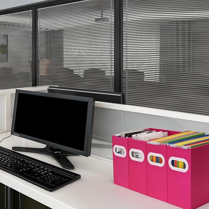 Hanging File Organizer, Cardboard File Folder Organizer for Letter Size, Desk Documents Storage Box, Portable File Folder Holder Boxes for Office, Home, School, Only Box.(2 Packs)