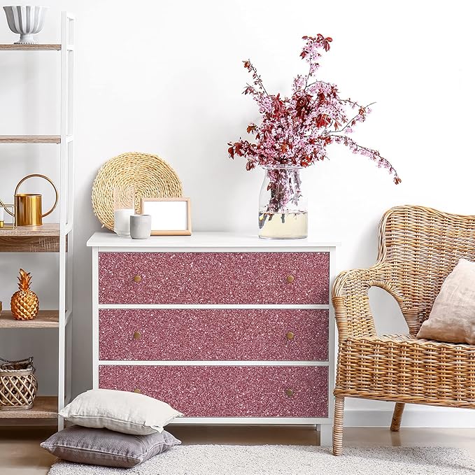 CRE8TIVE Glitter Wallpaper Border Peel and Stick Rose Gold Wallpaper Wall