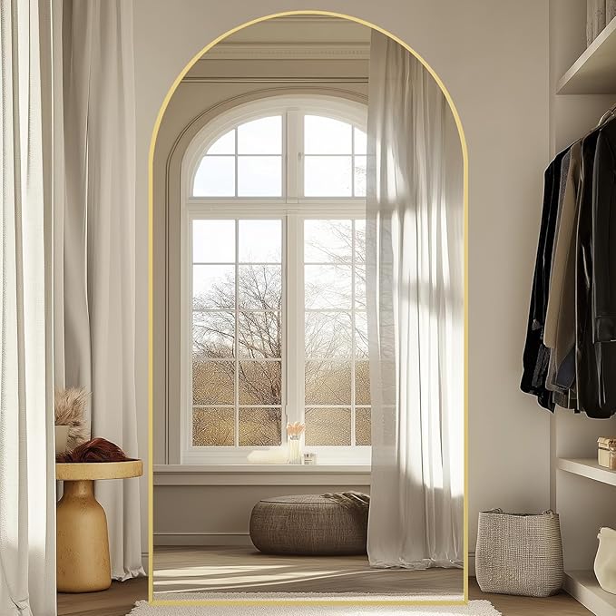 Oversized Floor Mirror Full Length 82"X44", Extra Large Arched Full Length