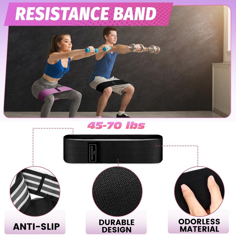 Turakun Gym Barbell Pad Set: Hip Thrusts Pad for Squats Ankle Strap for Cable Machine Hip Resistance Band Weight Lifting Strap and Carry Bag Gym Equipment Accessories, Black