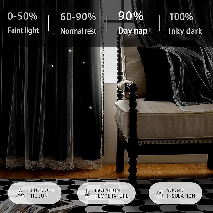 XiDi Grommet Blackout Curtains for Bedroom & Living Room, Unicorn Pattern