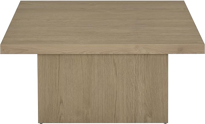 Coaster Home Furnishings - Devar - Wood - Square Coffee Table with Plinth Base, Geometric Design and Transitional Style - Living Room - Latte - 710918