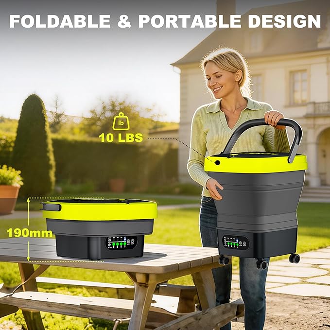 Litekon Cordless Washer,Foldable Washer with 4.5Gal Tank 10FT Hose