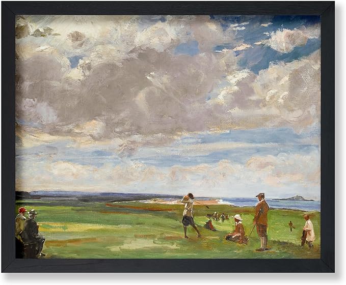 Poster Master Vintage Lady Astor Playing Golf at North Berwick Painting - Retro Course Print - Sports Art - Landscape Art - Office or Living Room Decor - 11x14 UNFRAMED Wall Art