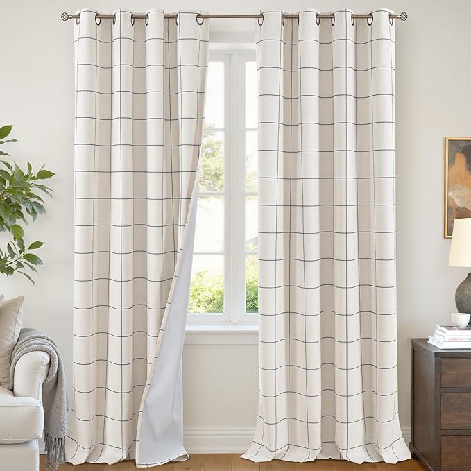 Lajode Plaid Curtains Pattern Printed 90 Inches Long