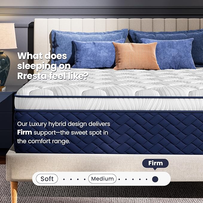 Firm Queen Mattress 12 Inch - Hotel Collection Hybrid Mattress with 5-Zone Support, Luxury Sleep Comfort, Extra Back & Hip Support, Fiberglass-Free, CertiPUR-US Certified, 365-Night Trial