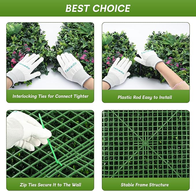 fanado Grass Wall Panels 20"x20", Artificial Hedge Greenery Wall Backdrop