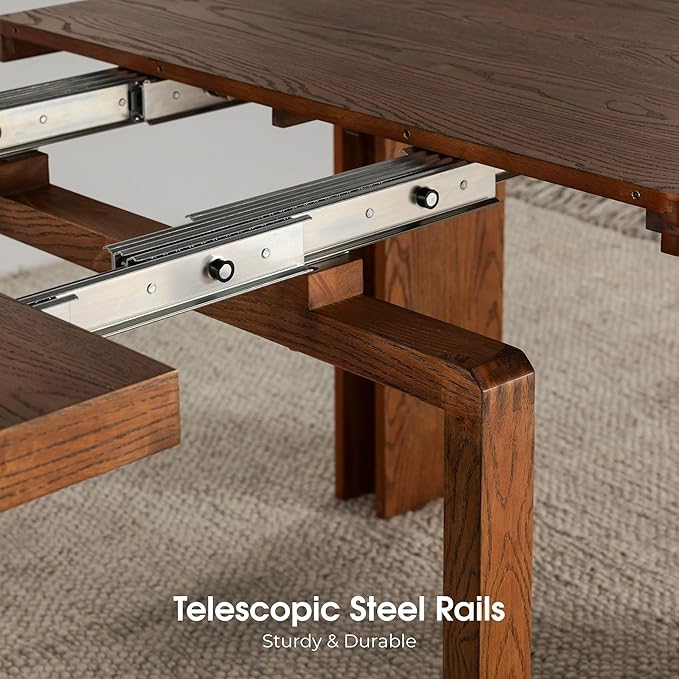 Transformer Table - Solid Wood Extendable Dining Table with 4 Stackable Chairs, Seats 2-12, Expandable Table, Space-Saving Furniture, Dark Walnut, Brown Finish (Table + 4 Chairs)