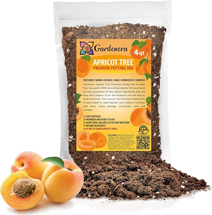 Gardenera Premium Apricot Potting Soil Mix - Ideal Nutrient Blend for Growing Robust, Flavorful, and Bountiful Apricots - 2 Quart