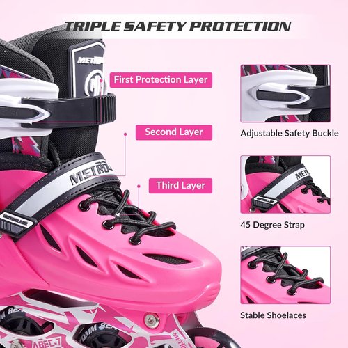 METROLLER Adjustable Inline Skates - Light Up Wheels for Kids & Adults | 4 Sizes Available