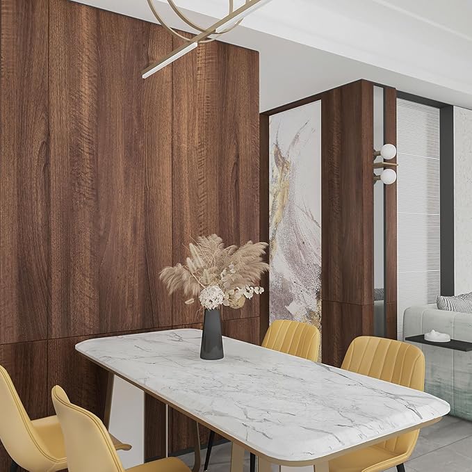 Large Walnut Wood Contact Paper 48x118 inch Peel and Stick Wood Grain Wallpaper