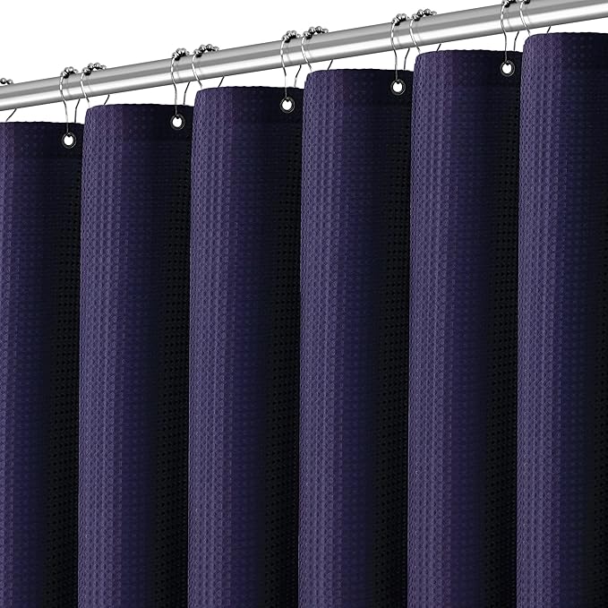 Extra Long Purple Bathroom Decor Waffle Shower Curtain 96 Inches 256GSM Heavy Duty Shower Curtain Set, Hotel Quality Water Repellent Modern Shower Curtains with 12 Hooks,72Wx96H