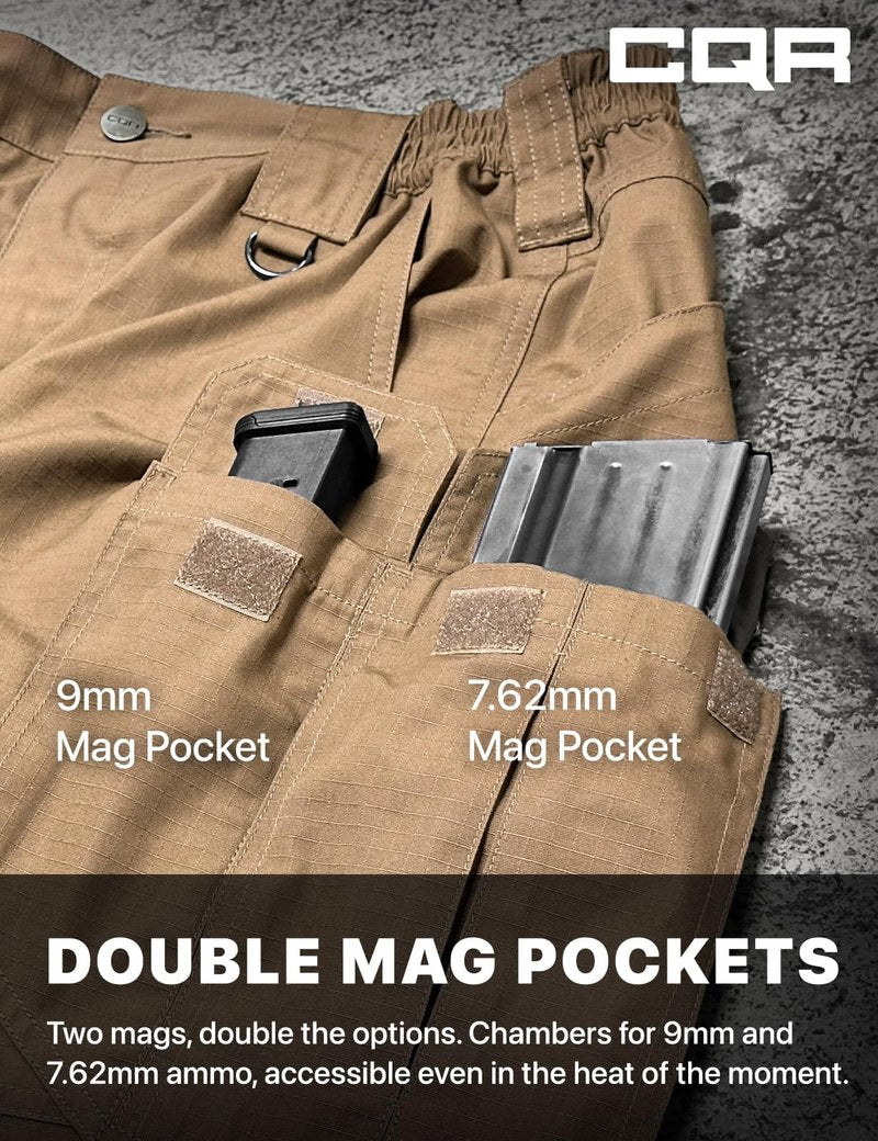 CQR Men's Tactical Pants, Water Resistant Ripstop Cargo Pants, Lightweight EDC Work Hiking Pants, Outdoor Apparel, Raider Mag Pocket Cougar, 34W x 30L