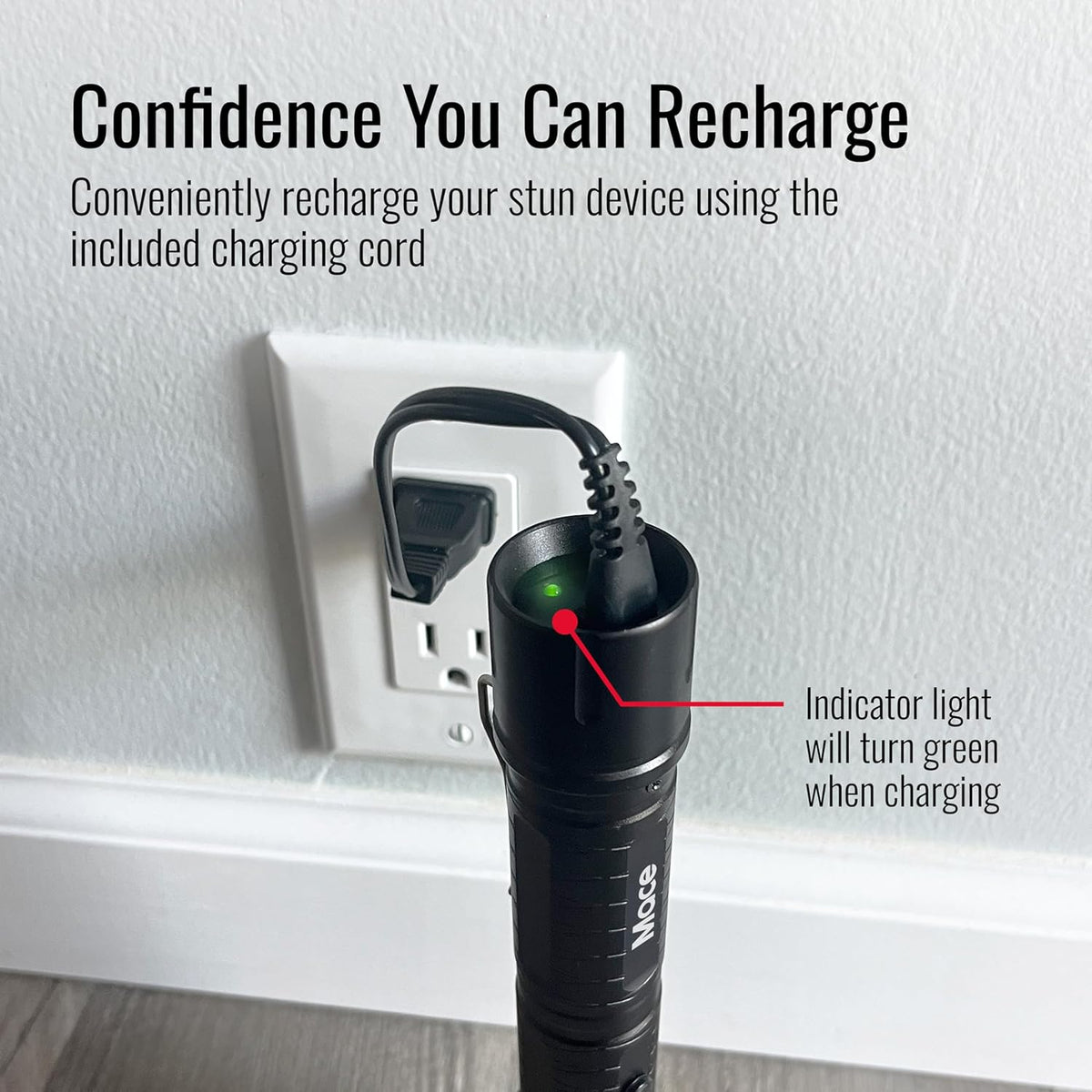 Rechargeable Mace Stun Gun for Self Defense - High Voltage with Bright LED Light