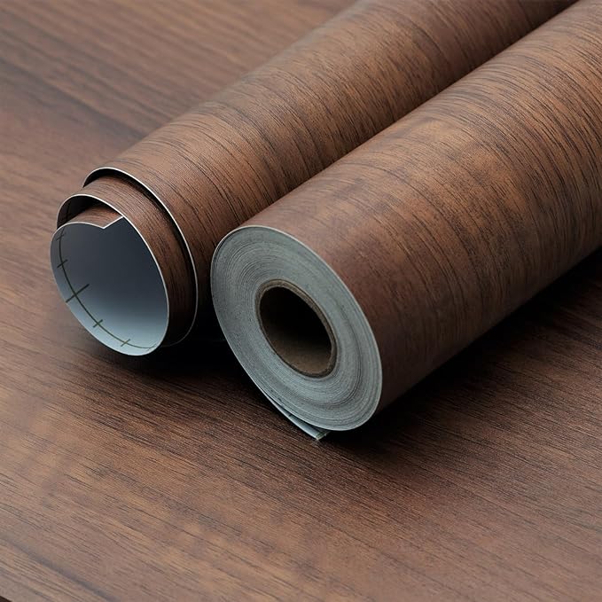 Walnut Wood Contact Paper 16x591 inch Dark Brown Wood Grain Wallpaper Peel and