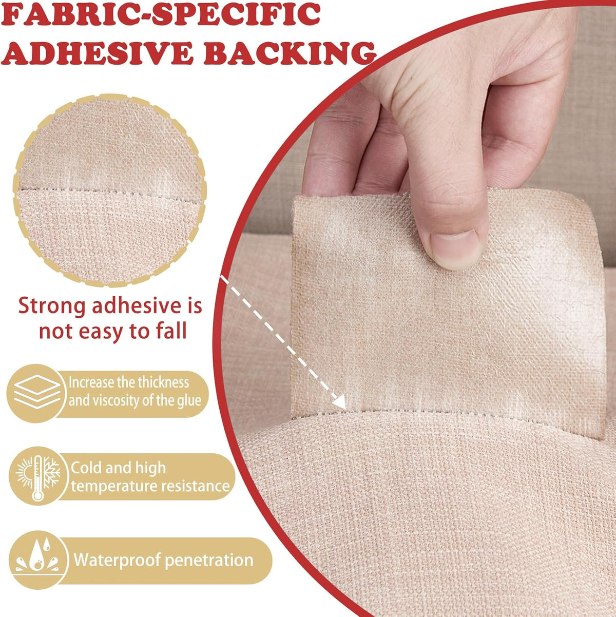 Linen Repair Tape 4x70 Inch Self-Adhesive Couch Patch Repair Fabric Patch for Furniture,Sofas,Cushion,Chairs,Bags,Linen Goods(Camel)