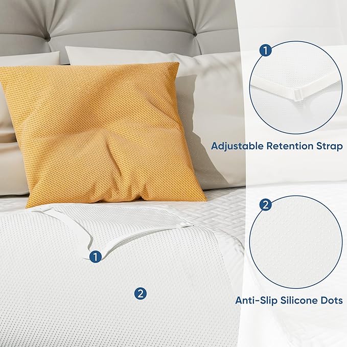 Memory Foam Mattress Topper Queen Size, 3 Inch Gel Infused Cooling Mattress Pad with Breathable Bamboo Cover, Pressure Relief & Machine Washable Bed Topper 60"x80"