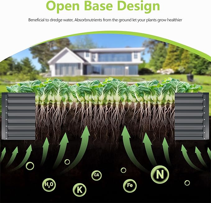 8x2x2FT Galvanized Raised Garden Bed,Galvanized Planter Boxes Outdoor, Large Metal Raised Garden Beds for Vegetables-Grey