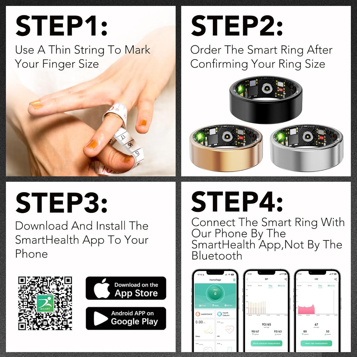 Smart Health Ring | Fitness Tracker for Men & Women - Heart Rate, Blood Oxygen, Sleep Monitoring, IP68 Waterproof, Silver 13