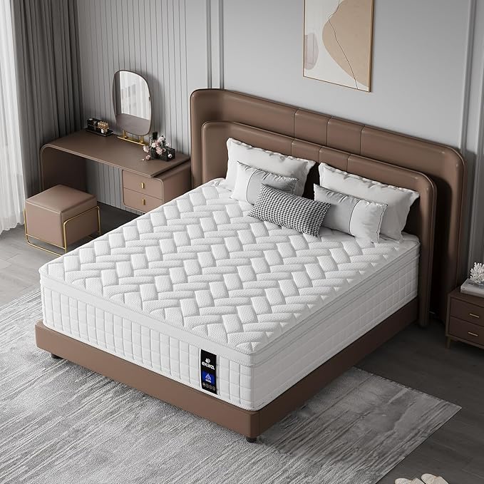 Full Size Mattress,14 inch Memory Foam Hybrid Mattresses in a Box，Full Mattress with Individually Pocket Springs, Medium Firm Feel，Fiberglass Free, Soft and Breathable