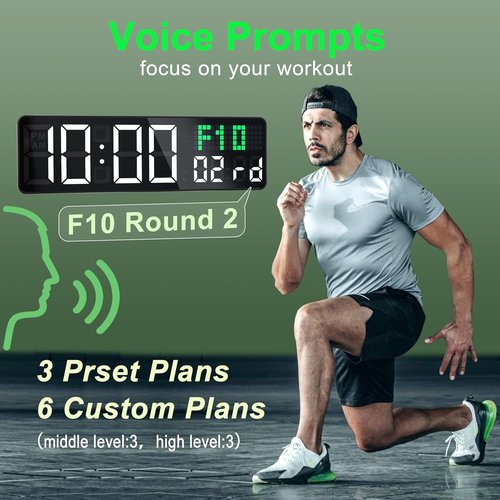 LUCORB 12'' Gym Timer - Digital Wall Clock with Remote Control & 5 Display Modes | Ideal for Home Gym, Classroom, Office