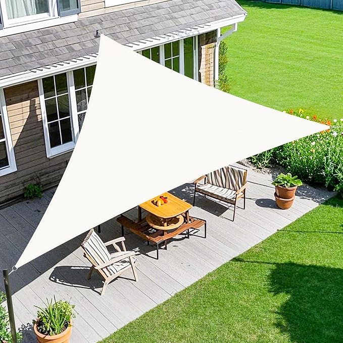 Amagenix Sun Shade Sail 7'X7'X10' Curved Edge Outdoor Shade Canopy White Breathable 95% UV Block Shade Cloth for Patio Garden Backyard (We Make Custom Size)