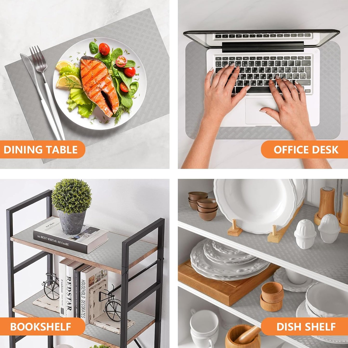 Light Gray Shelf Liners for Kitchen Cabinets Refrigerator Liners Waterproof & Oil-Proof Kitchen Cupboard Liner Drawer Mats EVA Material Non Adhesive Fridge Liner for Shelves 11.8 x 236.2 Inches