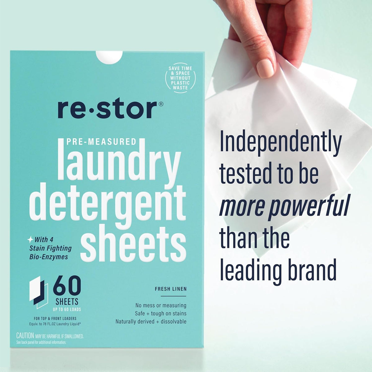 restor Laundry Detergent Sheets Fresh Linen 180 Loads | Eco Friendly Plastic Free Travel Laundry Washer Sheets | Superior Stain Fighting Washing Detergent sheets Number One in Australia