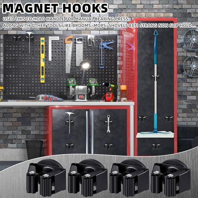 Vercraft 30 Pcs Magnetic Mop Broom Holder Movable Magnetic Broom Holder Rack, Anti Slip Wall Mounted Utility for Cleaning Tools, Garage, Kitchen, Laundry, Garden (Black)