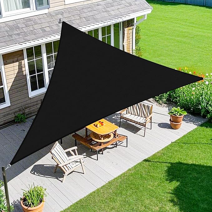 Amagenix Sun Shade Sail 4'X4'X4' Curved Edge Outdoor Shade Canopy Black Breathable 95% UV Block Shade Cloth for Patio Garden Backyard (We Make Custom Size)