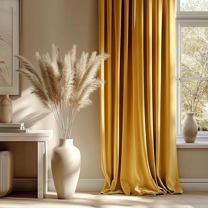 NICETOWN Mustard Gold Velvet Curtains Long Drapes, Living Room Office Luxury