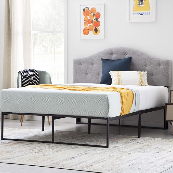 Linenspa Folding Metal Platform Bed Frame - Easy Assembly - Sturdy Steel - No Box Spring Needed - Underbed Storage - Mattress Foundation - 14" High - Traditional Design - Twin XL Size