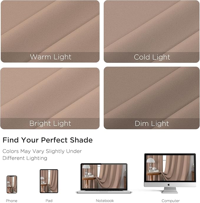 CUCRAF Khaki Blackout Curtains Customize, Rod Pocket Room Darkening Curtain