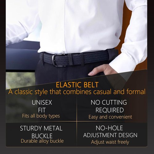 JIFANPAUL Elastic Braided Belt - Stretchable Adjustable Web Design for Men & Women | Ideal for Work & Casual Wear