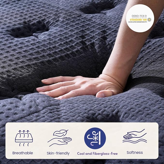 Queen Size Mattress, 18 Inch Deluxe Hybrid Queen Mattress in a Box, Medium Firm Mattresses With Gel Memory Foam & Pocket Springs, Pressure Relief, Cooling, Extra Edge Support [Upgraded Support]