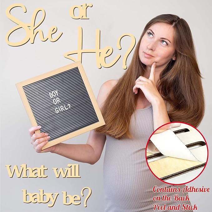 Large Gender Reveal Party Decor for Backdrop Decals Wooden He or She What Will Baby Be Balloon Arch Decor Babys Shower Sign Colorable Baby Gender Girl or Boy Party Decals Pregnancy Banner Photo Props