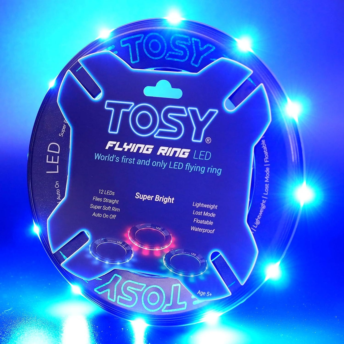 TOSY RGB White Frisbee & Blue Flying Ring Set - Perfect for Outdoor Fun & Games