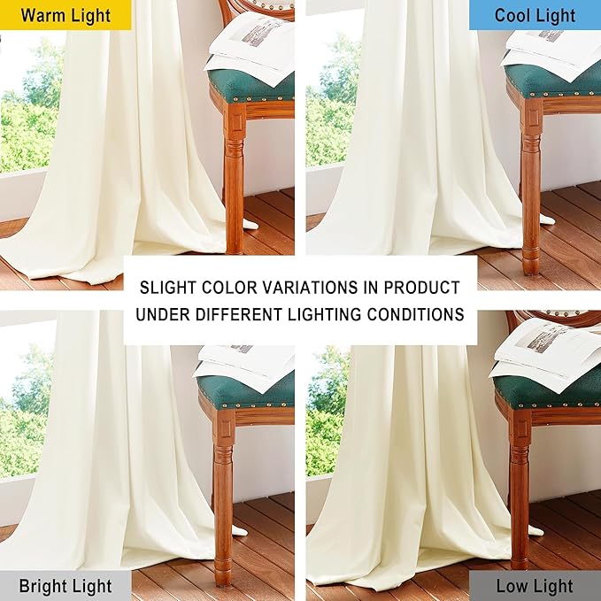 NICETOWN Ivory White Velvet Curtains 108" Length