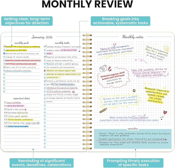 Monthly Planner 2026-2027, 2 Year Months Calendar Planner 2026-2027, Runs from January 2026 - Decembe 2027, 7" x 10", 24 Months, Perfect for School Office Home Planning - Beige