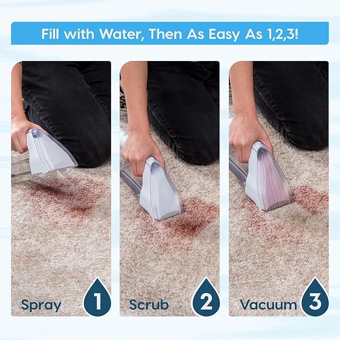 IRIS USA Carpet Spot Cleaner Machine with Auto Spray for Low Pile Carpets, Couch, Sofa, Upholstery, Car Detailing,Shallow Berber Rug, Lightweight Portable Chemical-Free Stain Remover 500mL Water Tank