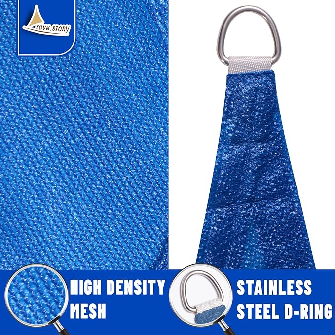 LOVE STORY 13' x 13' x 18.5' Right Triangle Sun Shade Sail Sunshade Sail UV Block for Patio Garden, Blue